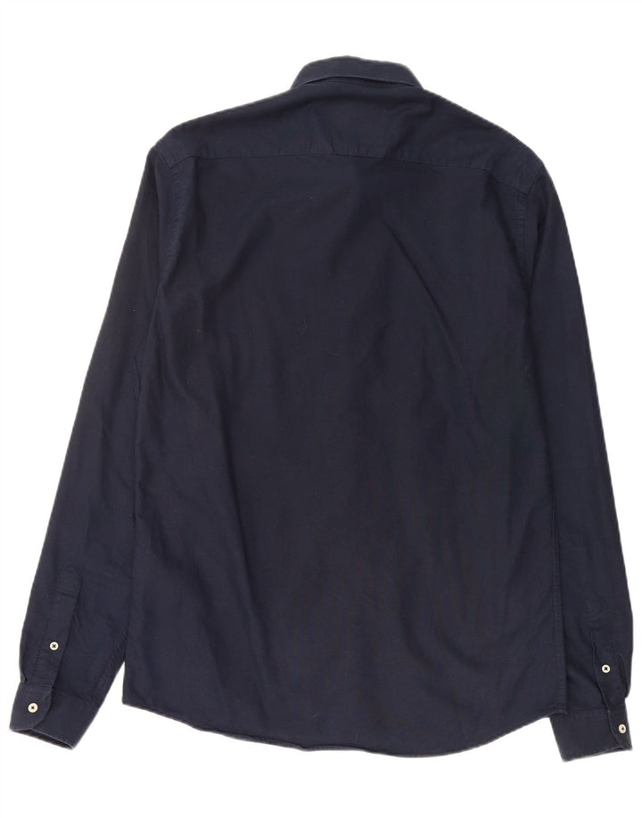 ZARA Mens Relaxed Fit Shirt Small Navy Blue Cotton