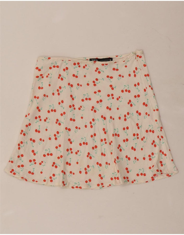 Zara Womens Abstract Pattern Mini Skirt XS W24  White
