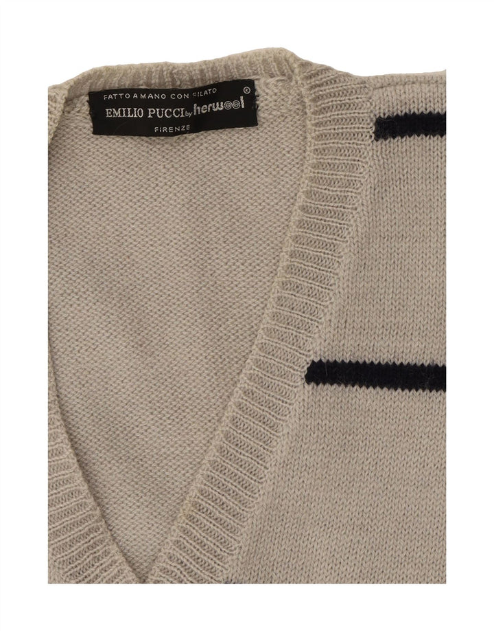 EMILIO PUCCI Mens Vest Tank Top Medium Grey Striped Wool Vintage Emilio Pucci and Second-Hand Emilio Pucci from Messina Hembry 