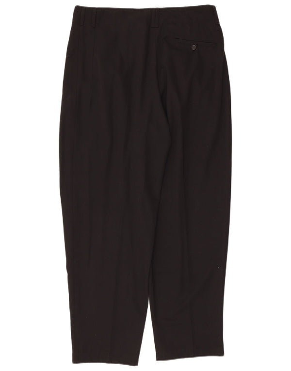 Vintage Mens High Waist Pegged Suit Trousers W34 L30 Black Polyester