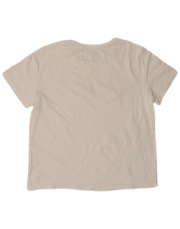 Benetton Womens Graphic T-Shirt Top UK 14 Medium White Cotton