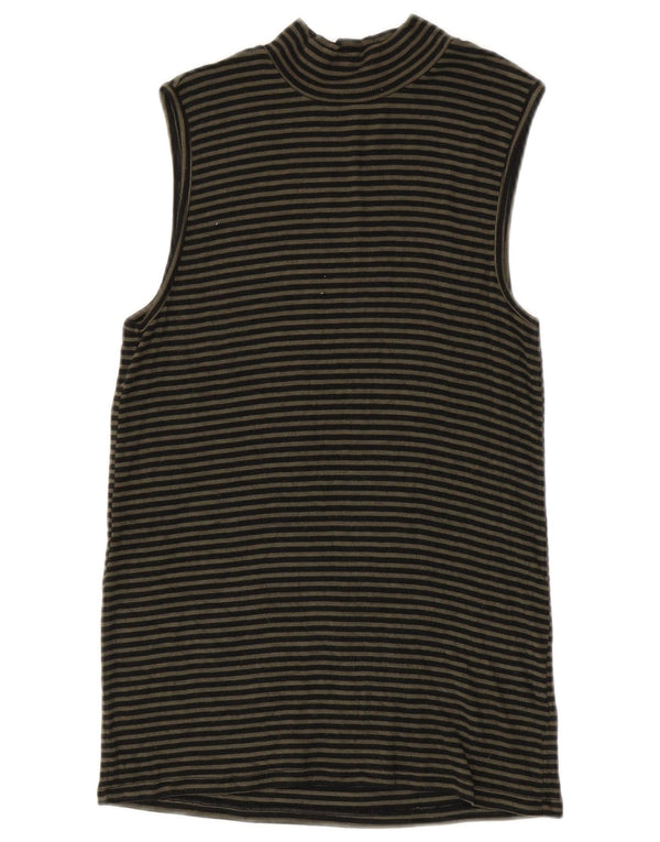 Gap Womens Vest Top UK 12 Medium Black Striped Modal