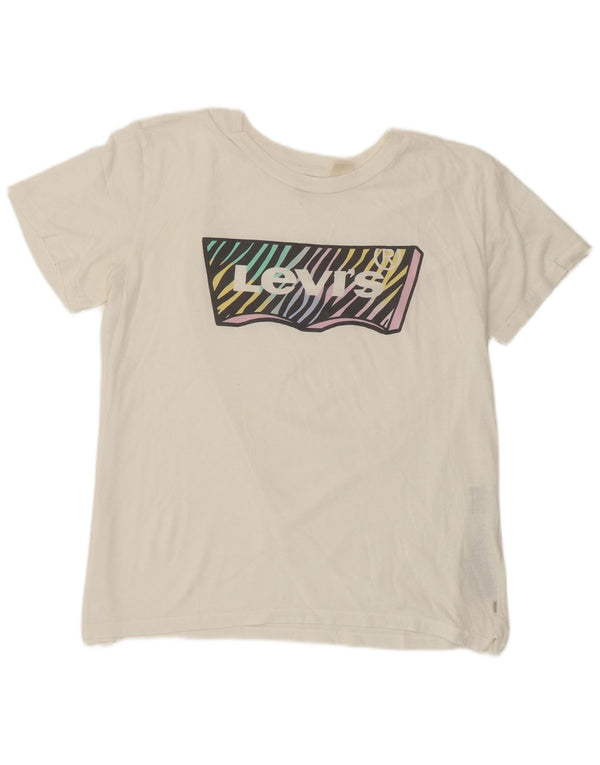 Levi's Womens Graphic T-Shirt Top UK 14 Medium White Cotton