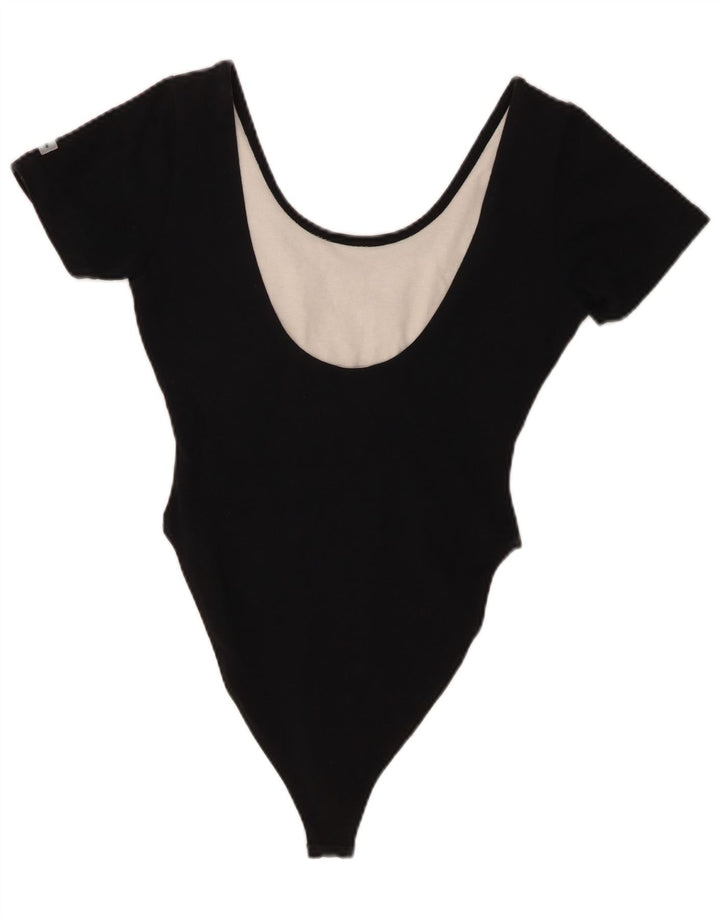 Champion Womens Bodysuit UK 14 Large Black Cotton