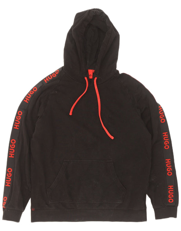 Hugo Boss Mens Graphic Hoodie Jumper XL Black Cotton