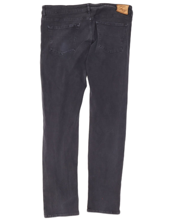Fay Mens Slim Casual Trousers W38 L32 Navy Blue Cotton