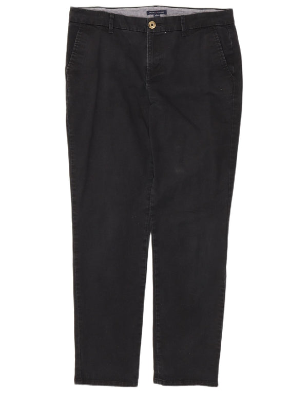 TOMMY HILFIGER Womens Slim Chino Trousers US 10 Large W32 L29 Black Cotton