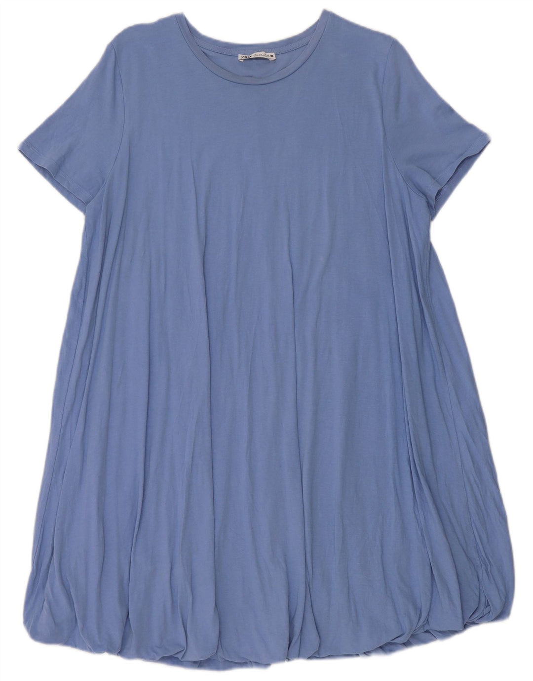 Zara Womens Bubble Dress UK 16 Large Blue Cotton