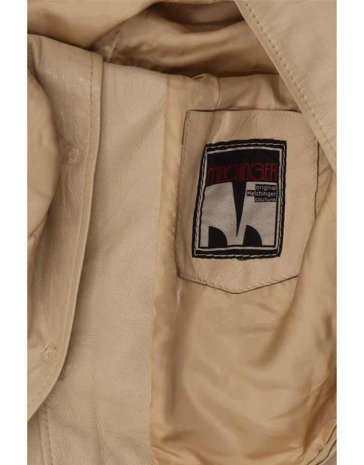 Melchinger Womens Leather Jacket UK 14 Medium Beige