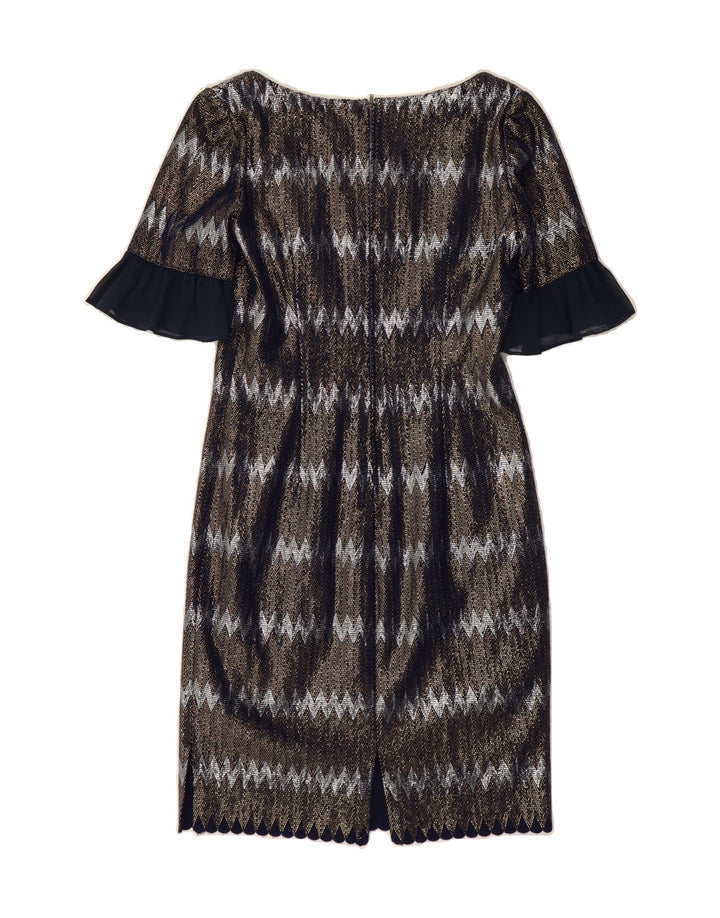 VINTAGE Womens Sheath Dress UK 12 Medium Grey Chevron Vintage Vintage and Second-Hand Vintage from Messina Hembry 
