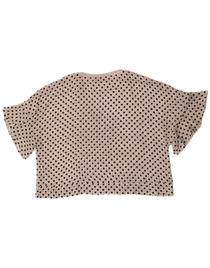 Zara Womens Oversized Blouse Top UK 6 XS White Polka Dot Polyester