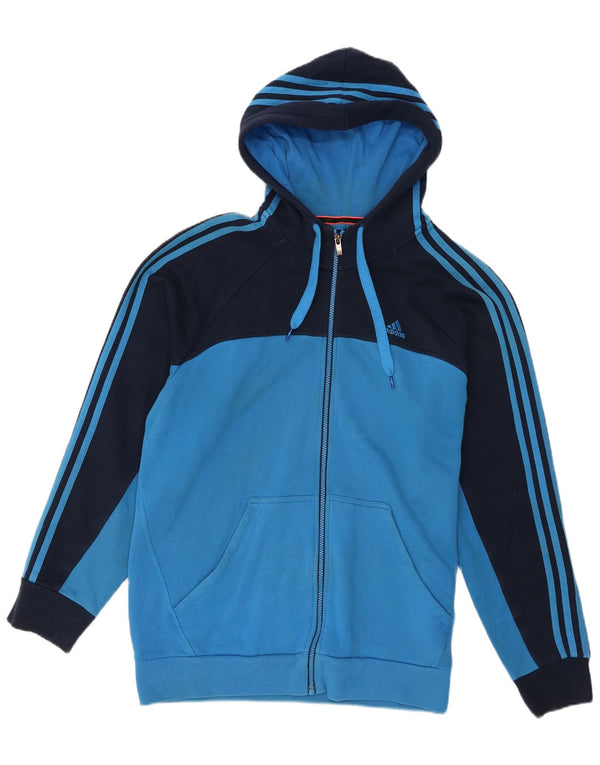 Adidas Mens Zip Hoodie Sweater Large Blue Colourblock Cotton