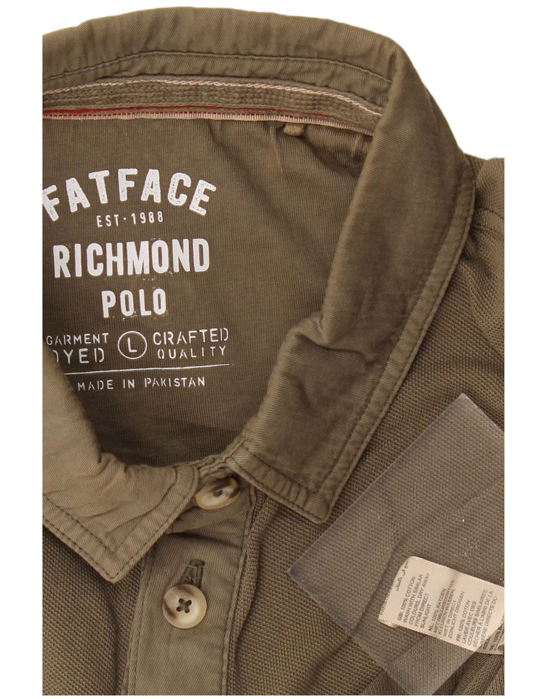 FAT FACE Mens Polo Shirt Large Khaki Cotton