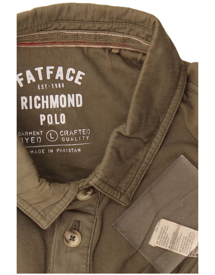 FAT FACE Mens Polo Shirt Large Khaki Cotton