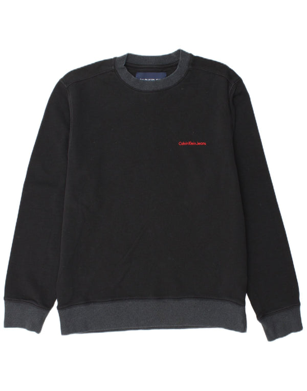 CALVIN KLEIN JEANS Mens Sweatshirt Jumper Medium Black Cotton