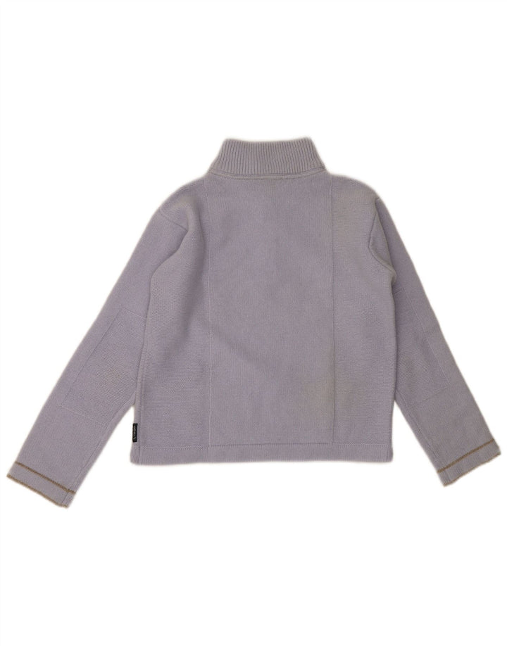 Armani Jeans Womens Crop Zip Neck Jumper Sweater IT 42 Medium Blue Wool