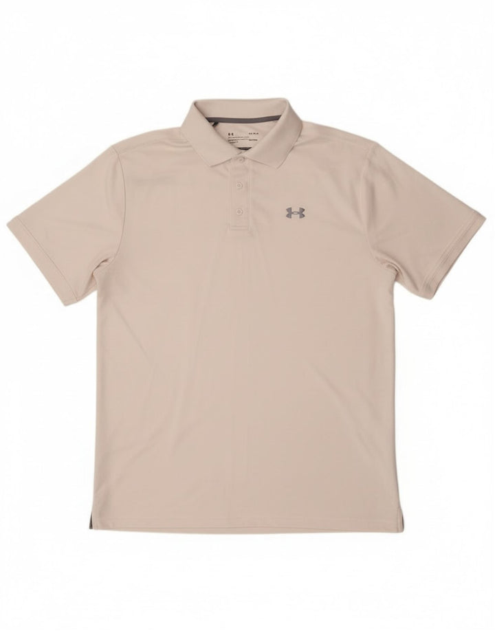 Under Armour Mens Heat Gear Polo Shirt Large White Polyester