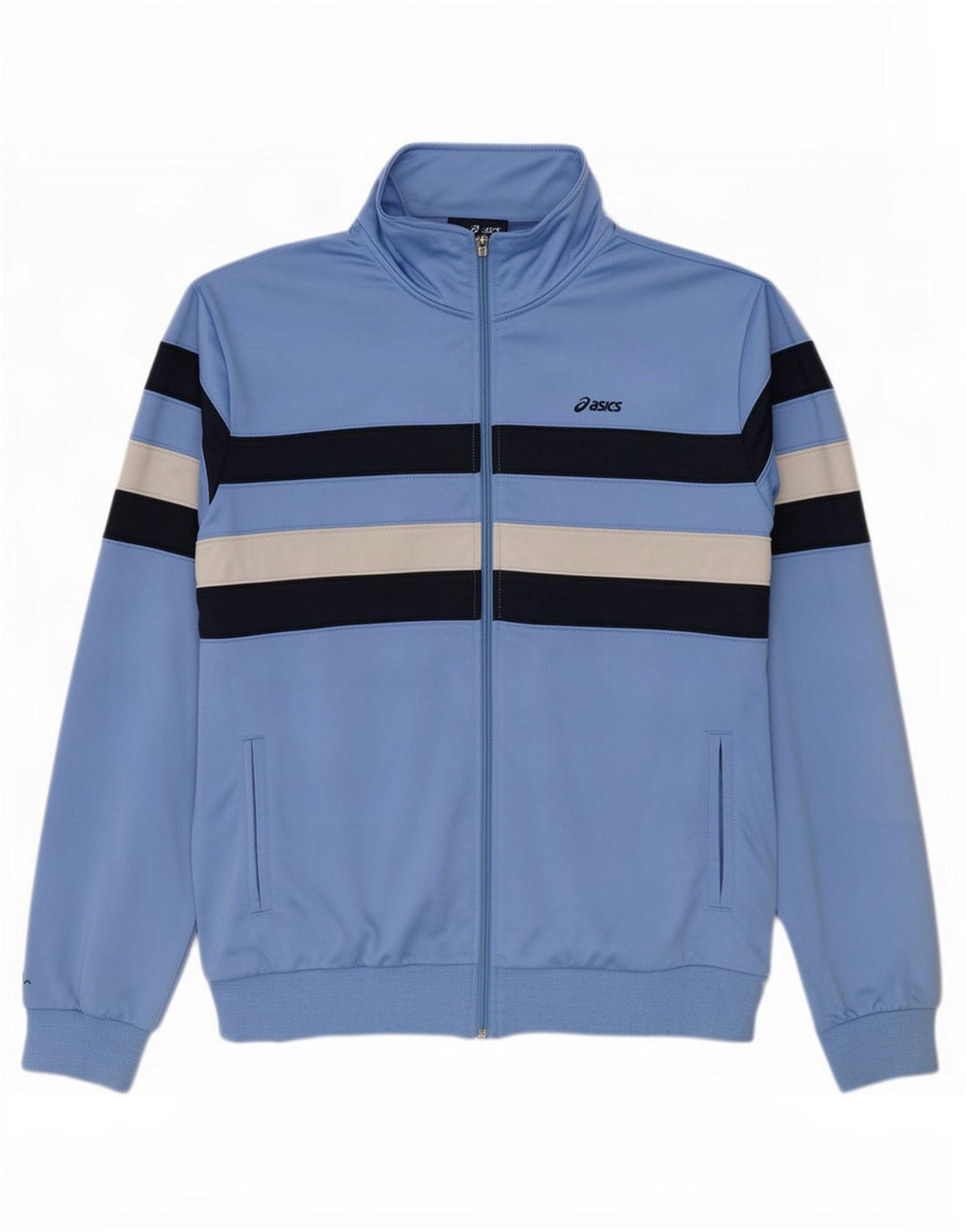 Asics Mens Tracksuit Top Jacket XL Blue Colourblock Polyester