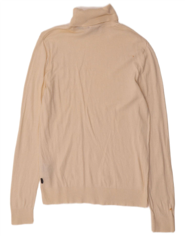 Jack & Jones Mens Roll Neck Jumper Sweater Small Off White Cotton