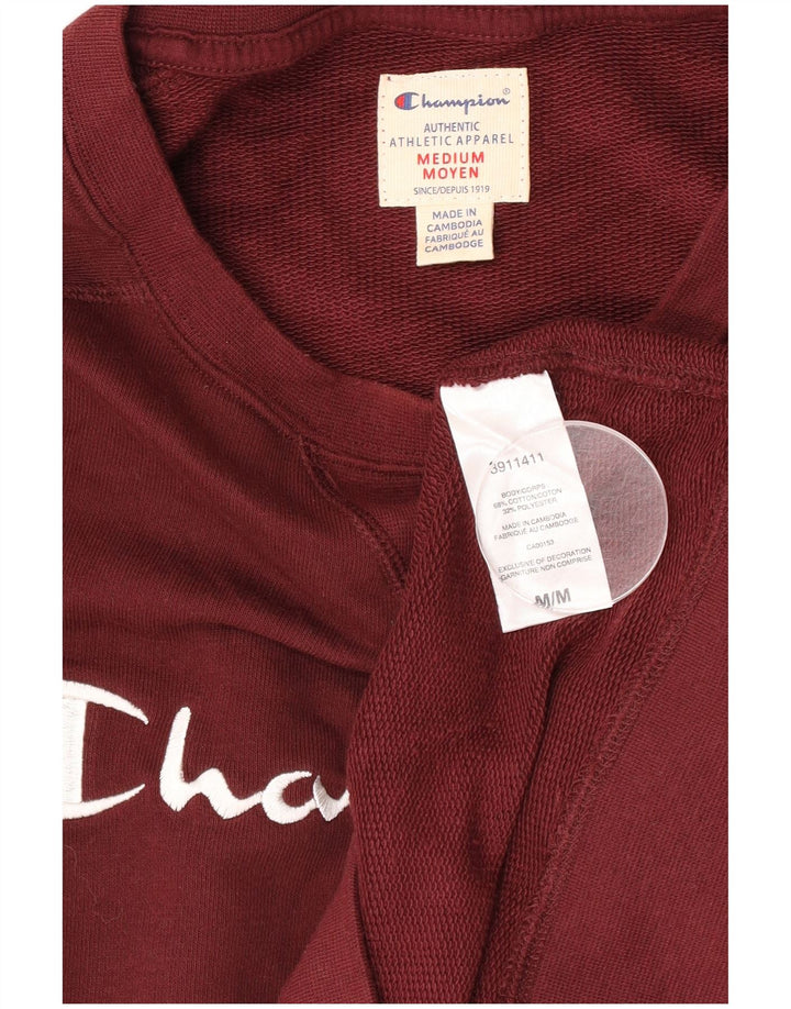 Champion Mens Graphic Sweatshirt Jumper Medium Burgundy Cotton