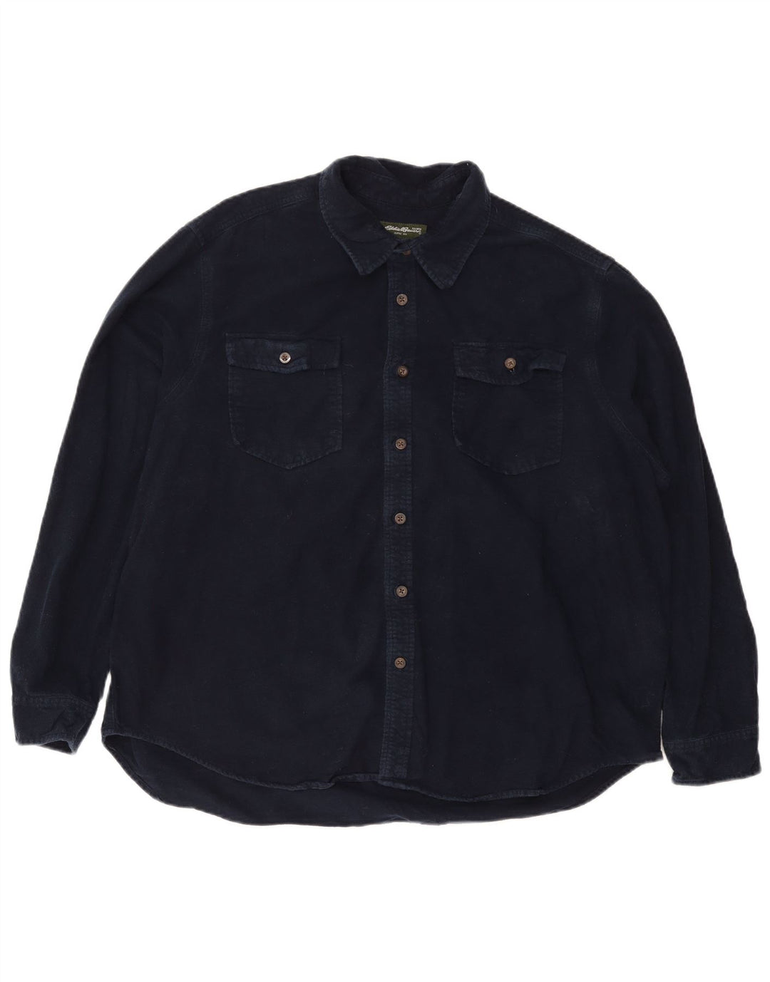 EDDIE BAUER Mens Flannel Shirt 2XL Navy Blue Cotton