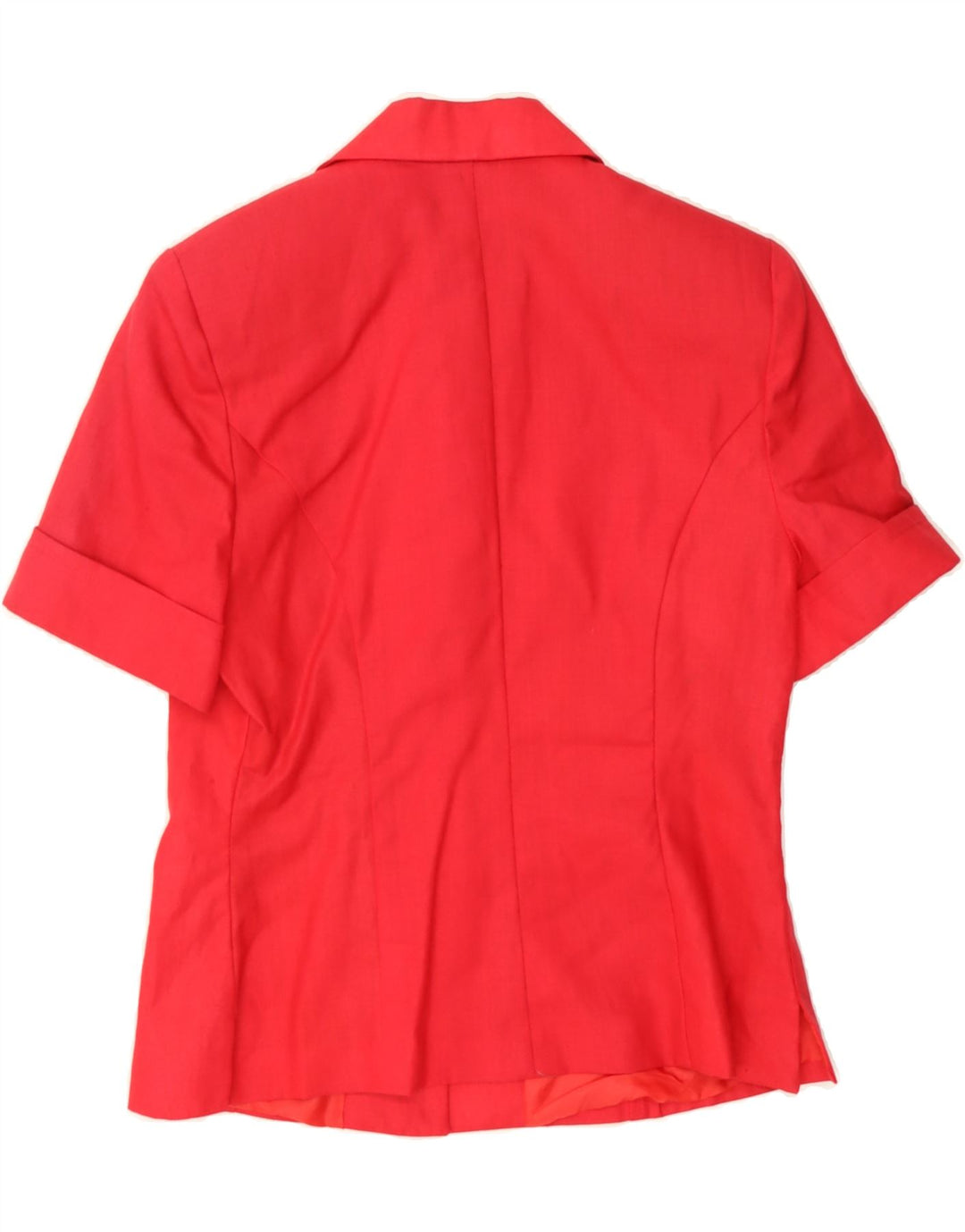 VINTAGE Womens Short Sleeve 3 Button Blazer Jacket UK 12 Medium Red Linen Vintage Vintage and Second-Hand Vintage from Messina Hembry 