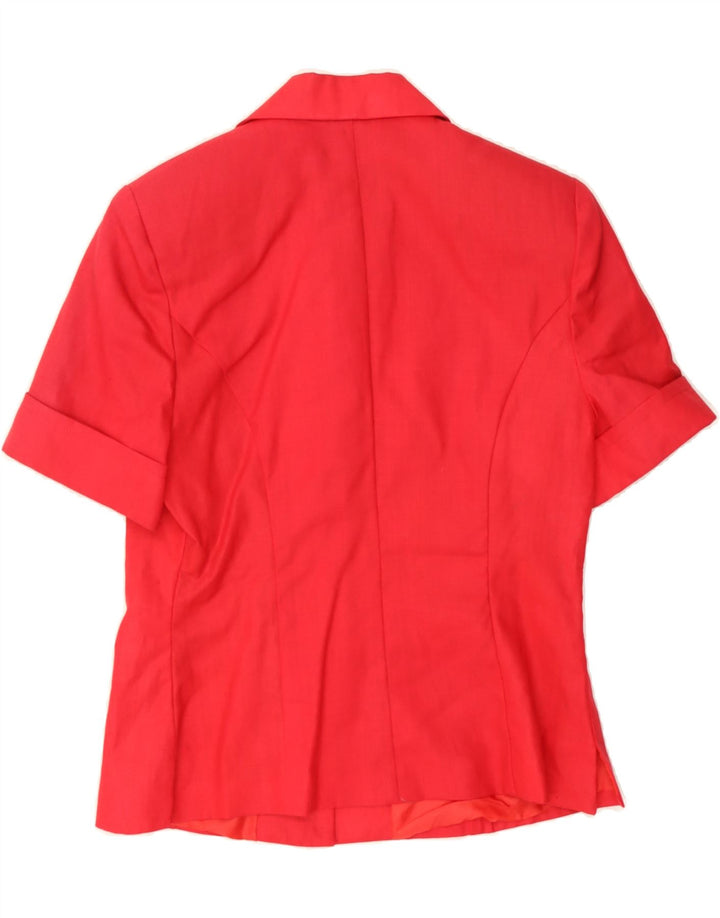 VINTAGE Womens Short Sleeve 3 Button Blazer Jacket UK 12 Medium Red Linen Vintage Vintage and Second-Hand Vintage from Messina Hembry 