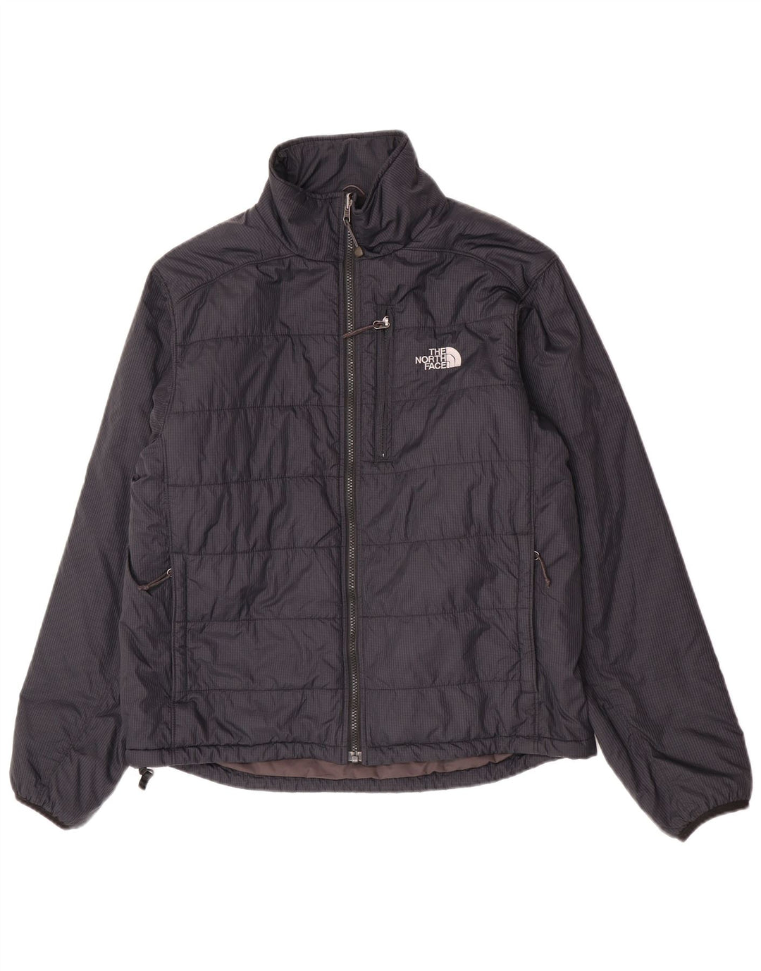 The North Face Mens Padded Jacket UK 38 Medium Navy Blue Check Nylon