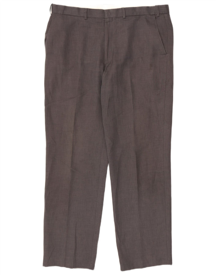 Marks & Spencer Mens Straight Chino Trousers W38 L33 Grey Polyester