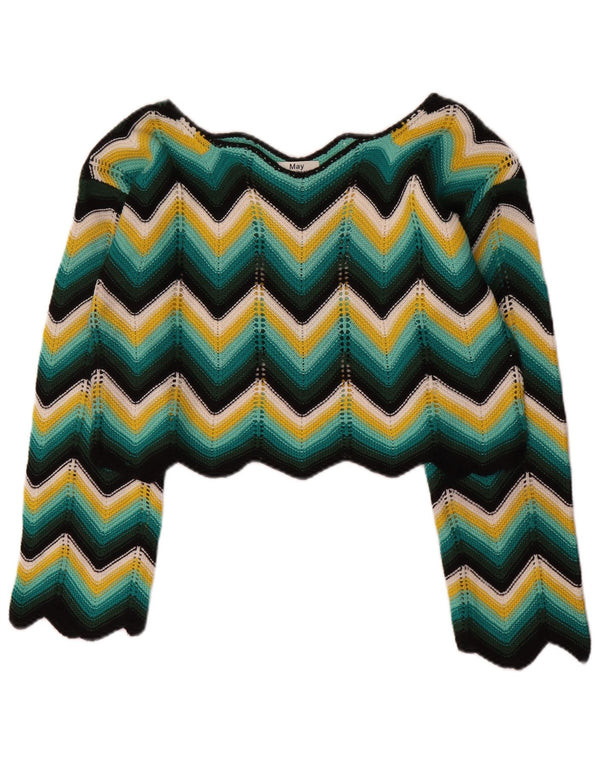 May By Shining Star Womens V-Neck Jumper Sweater UK 14 Medium Multicoloured