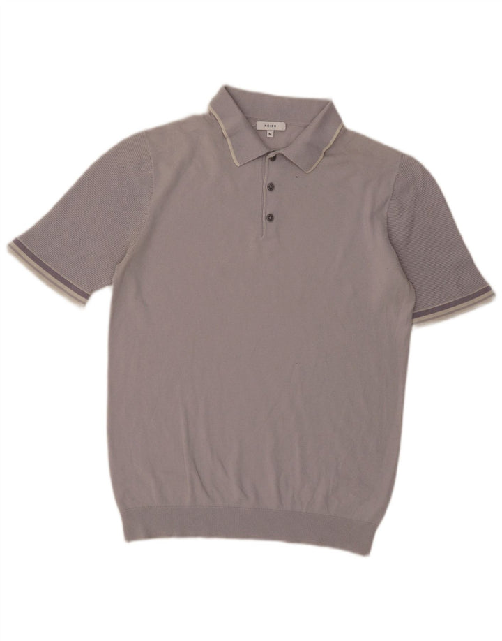 Reiss Mens Polo Shirt Medium Grey Cotton