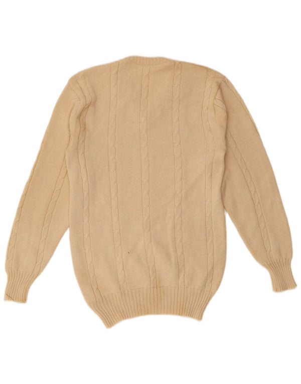 Vintage Mens V-Neck Jumper Sweater XS Beige