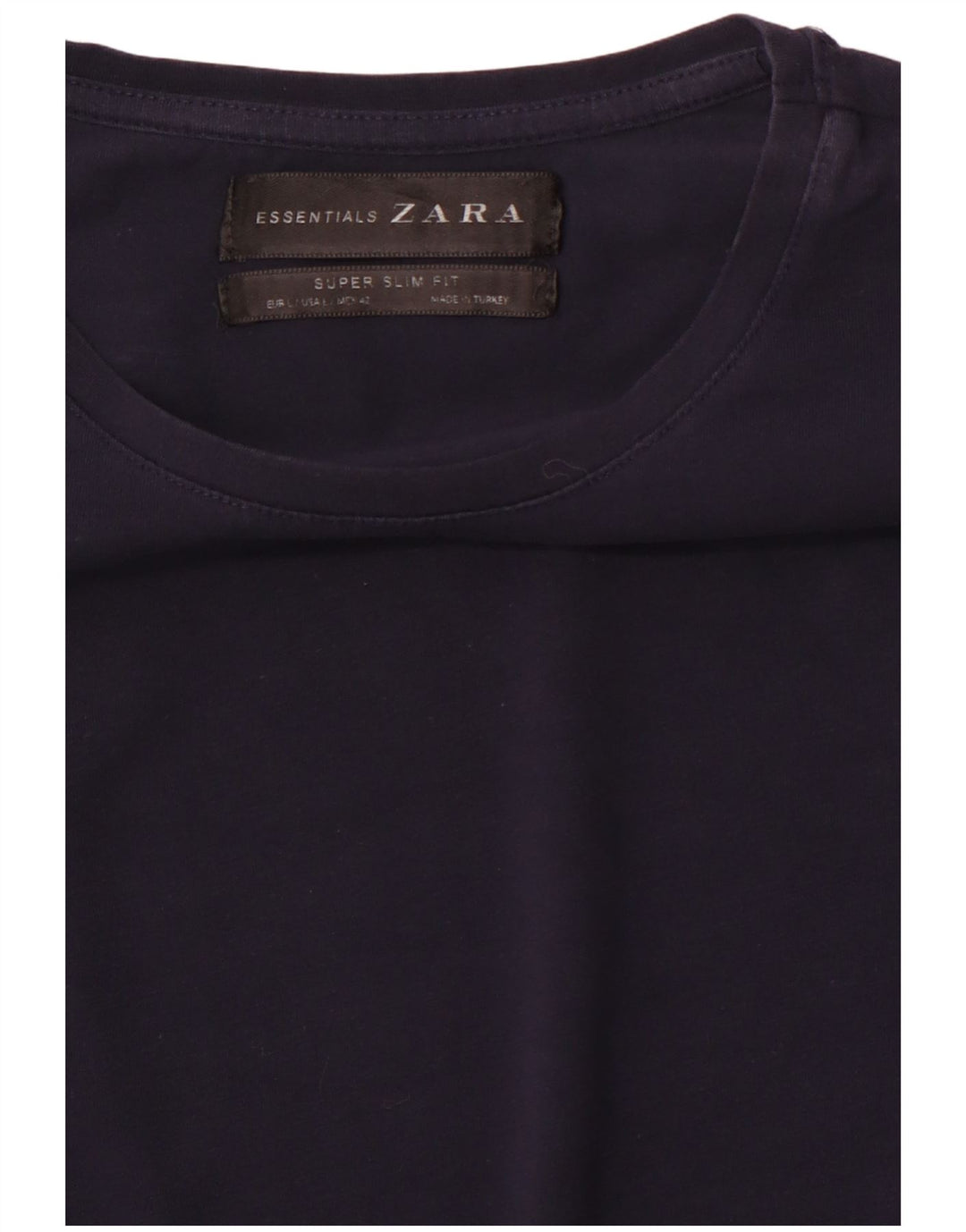 Zara Mens Super Slim Fit T-Shirt Top Large Navy Blue