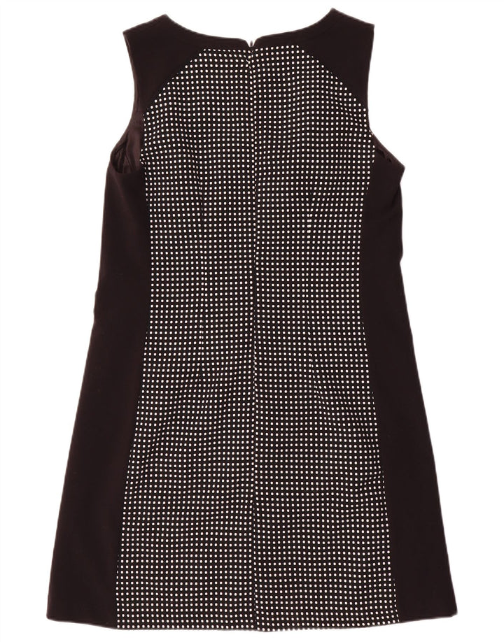 Next Womens Sleeveless A-Line Dress UK 12 Medium Black Spotted Polyester