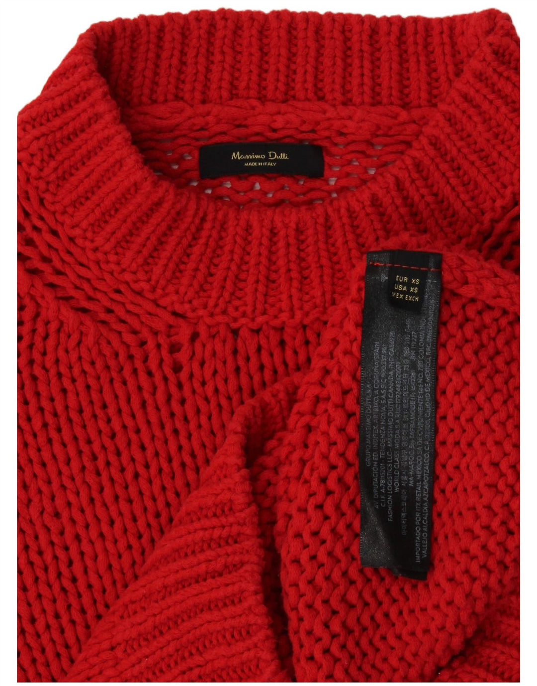 MASSIMO DUTTI Womens Crop Turtle Neck Jumper Sweater UK 6 XS Red