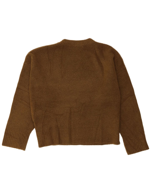 Zara Womens Oversized Crew Neck Jumper Sweater UK 16 Large Green Acrylic