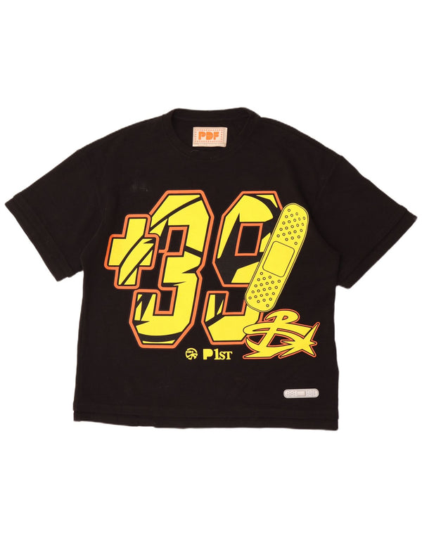 PDF Channel Mens Loose Fit Graphic T-Shirt Top Small Black Cotton
