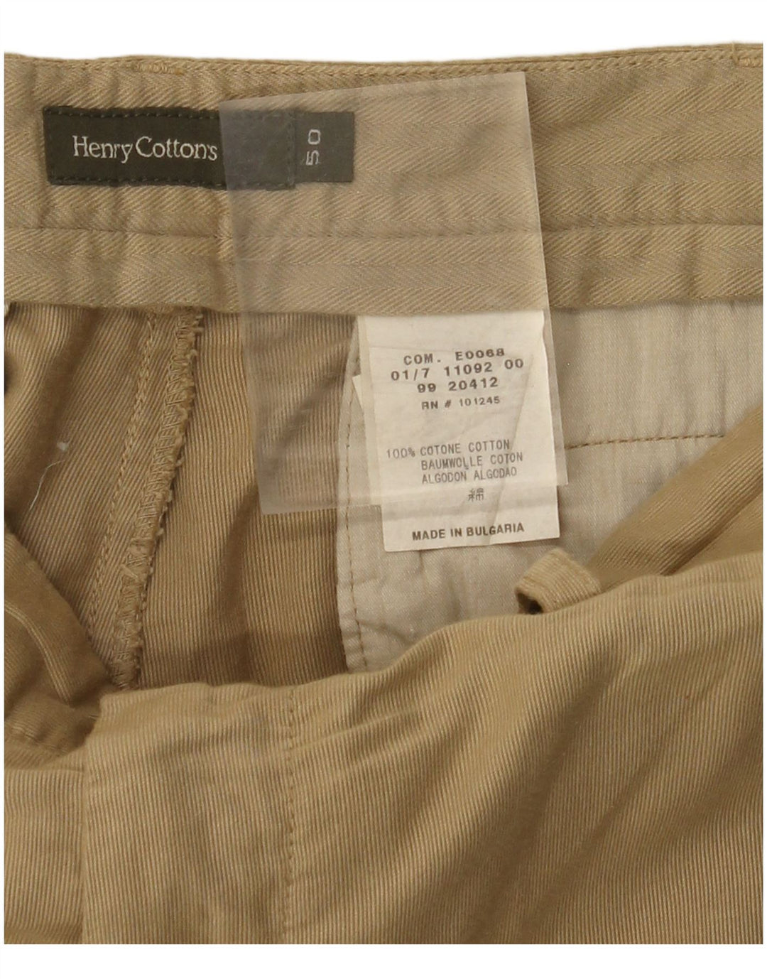HENRY COTTONS Mens Straight Chino Trousers IT 50 Large W32 L29 Beige
