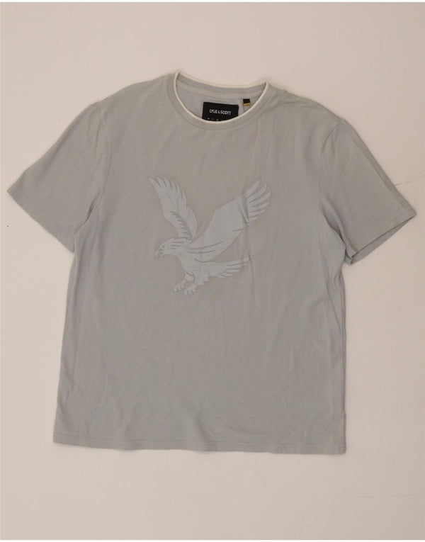 Lyle & Scott Mens Relaxed Fit Graphic T-Shirt Top Medium Blue Cotton