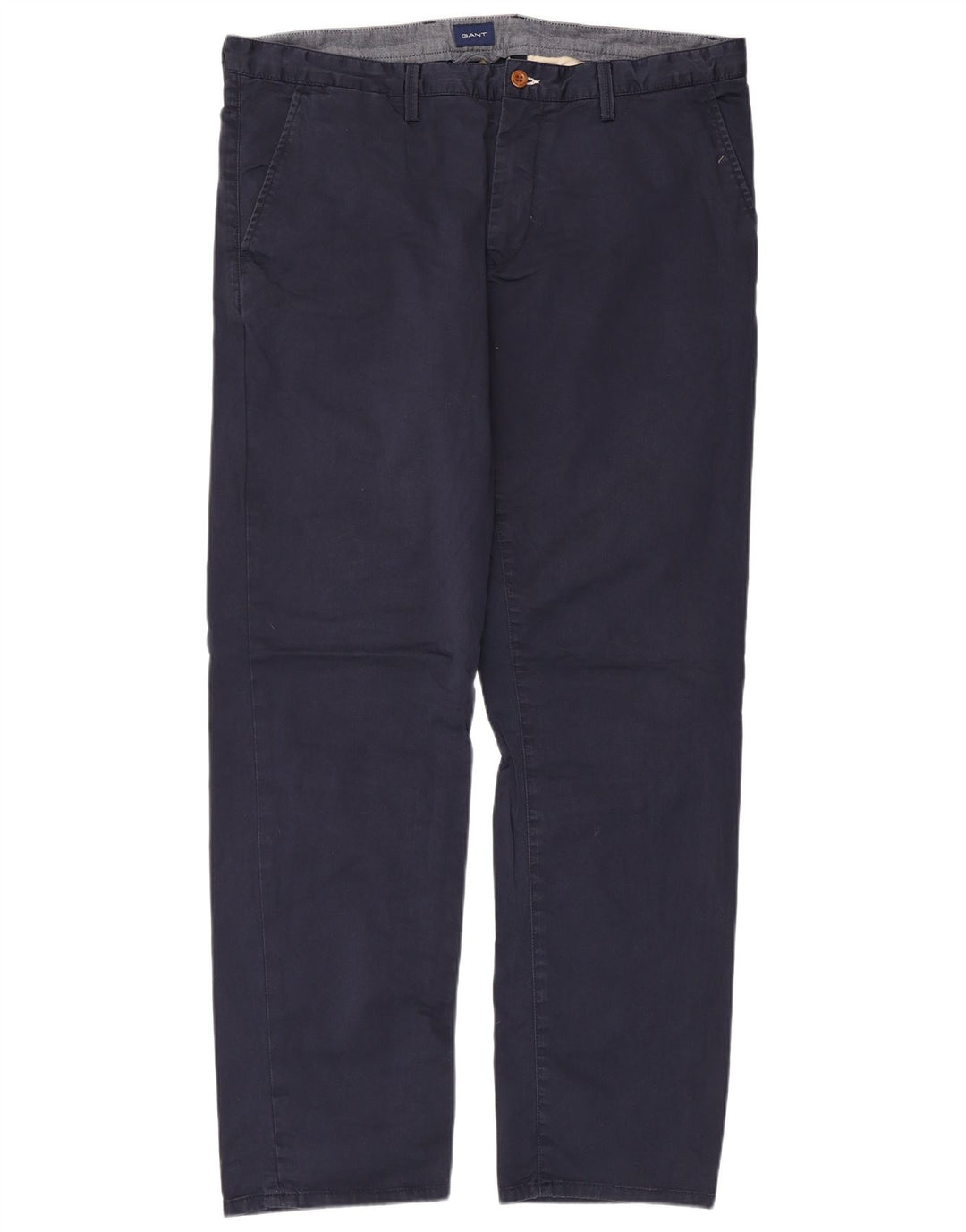 GANT Mens Straight Chino Trousers W40 L34 Navy Blue Cotton