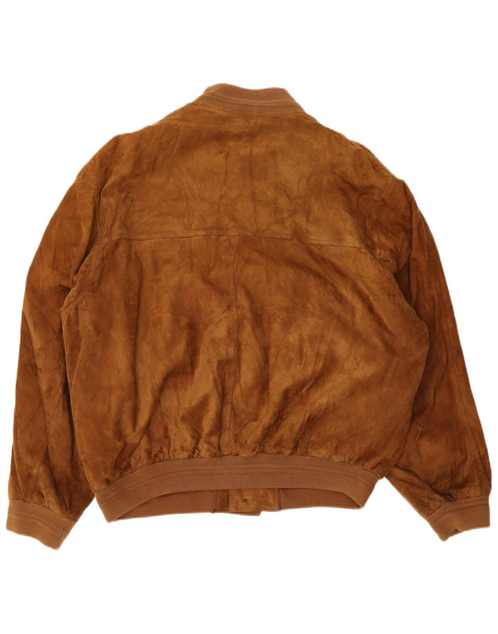 Vintage Mens Suede Bomber Jacket IT 56 3XL Brown