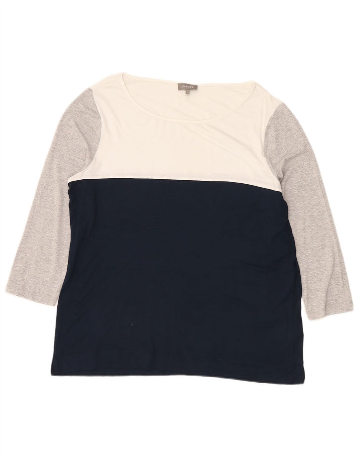 Jaeger Womens Top 3/4 Sleeve UK 16 Large Multicoloured Colourblock Viscose