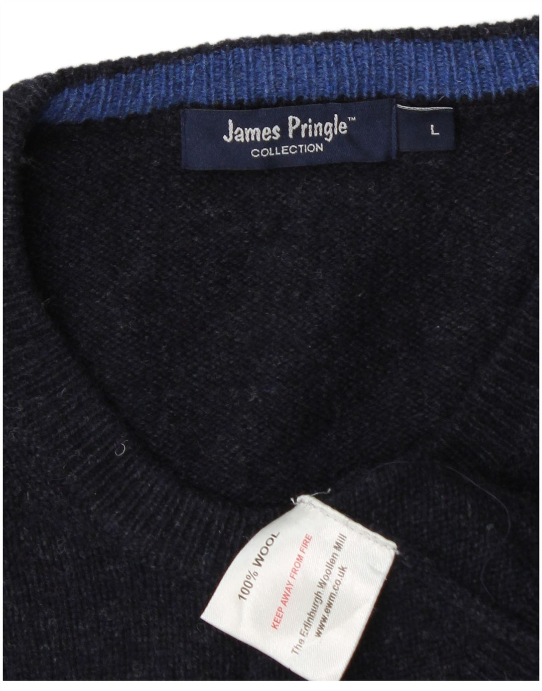 JAMES PRINGLE Mens Crew Neck Jumper Sweater Large Navy Blue Wool
