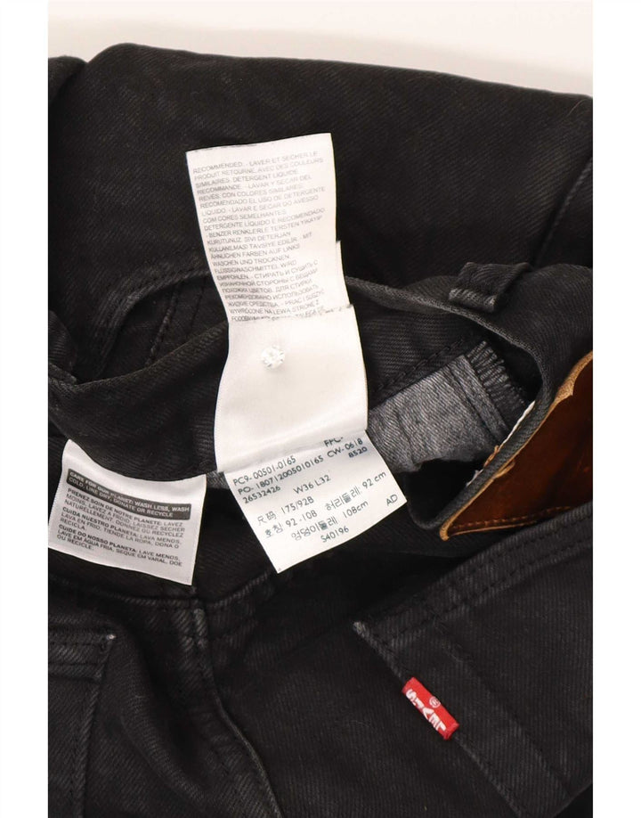 Levi's Mens Straight Jeans W36 L32 Black Cotton