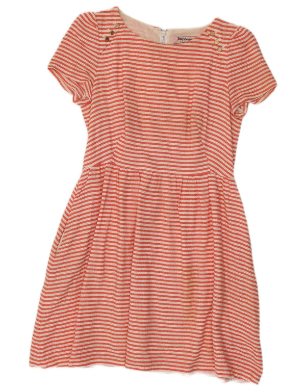 Juicy Couture Womens A-Line Dress UK 10 Small Red Striped Cotton
