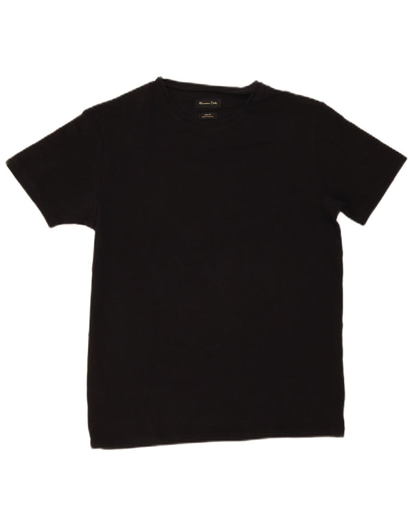 Massimo Dutti Mens Short Sleeve Slim Fit T-Shirt Top Medium Black