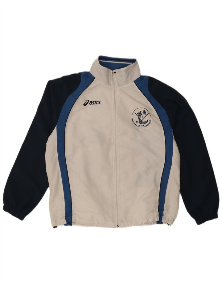 Asics Mens Graphic Tracksuit Top Jacket Large White Colourblock Polyester