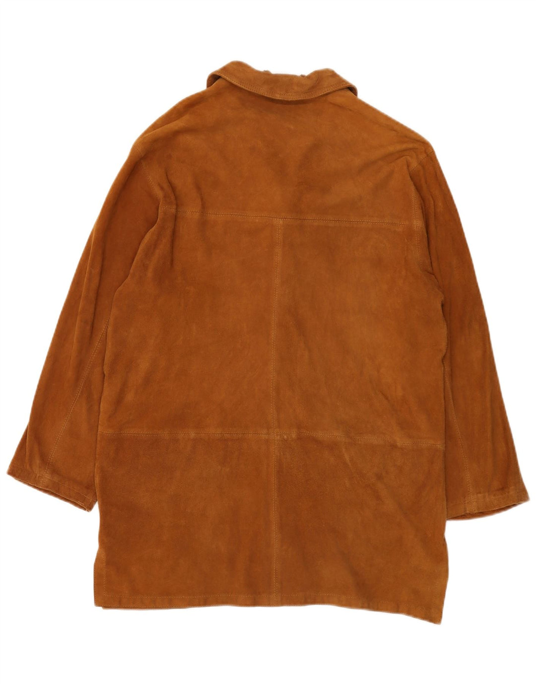 Vintage Womens Suede Overcoat EU 40 Medium Beige Leather