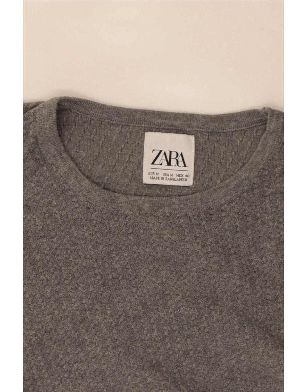 Zara Mens Crew Neck Jumper Sweater Medium Grey