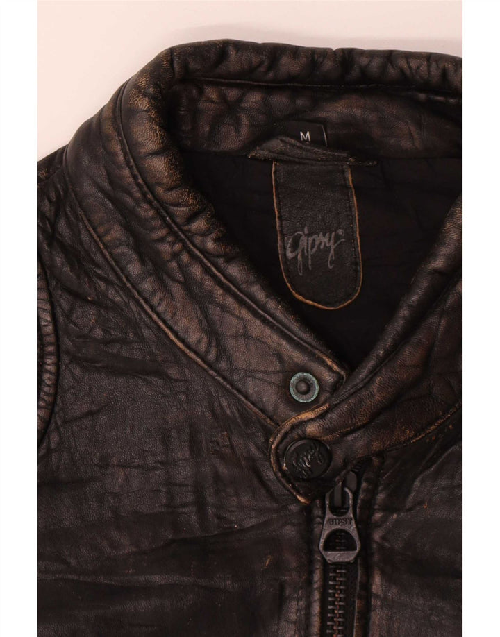 Gypsy Mens Leather Jacket UK 38 Medium Black